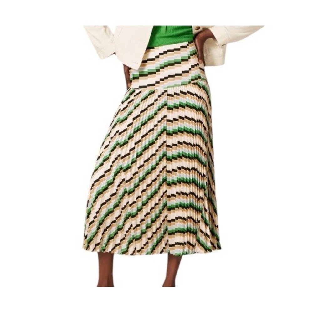 NEW ME+EM Geo Step Pleated Maxi Skirt Womens Size 4